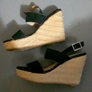 Black Platform Wedges Chunky Y2K Summer Sandal Heels